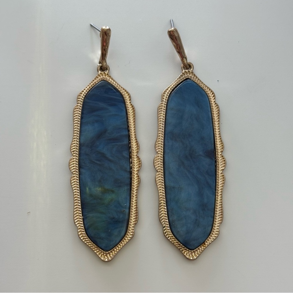 Blue and Gold Dangle Earrings